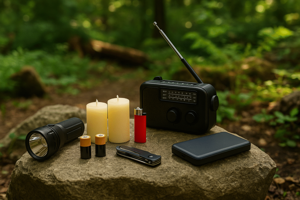 velas, radio, power bank, pilas