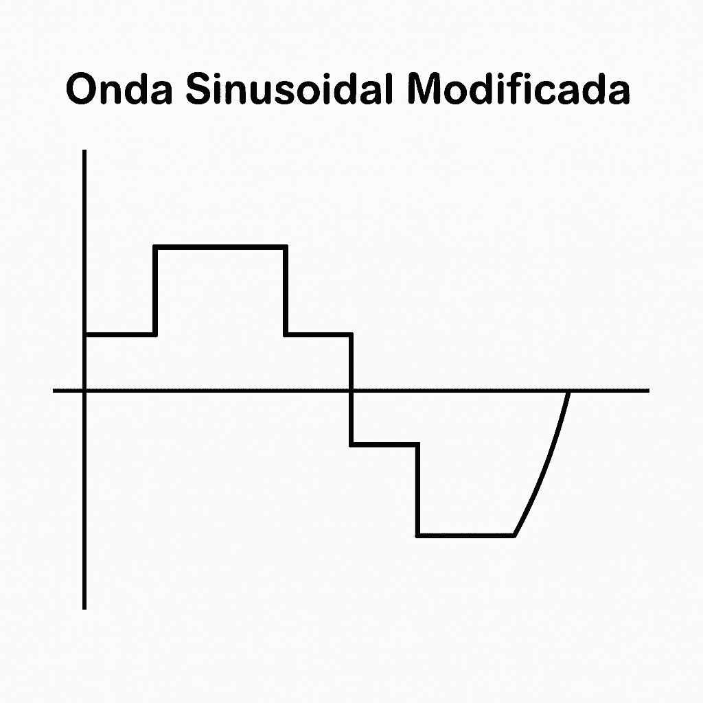 Gráfica de la onda sinusoidal modificada de un inversor de corriente